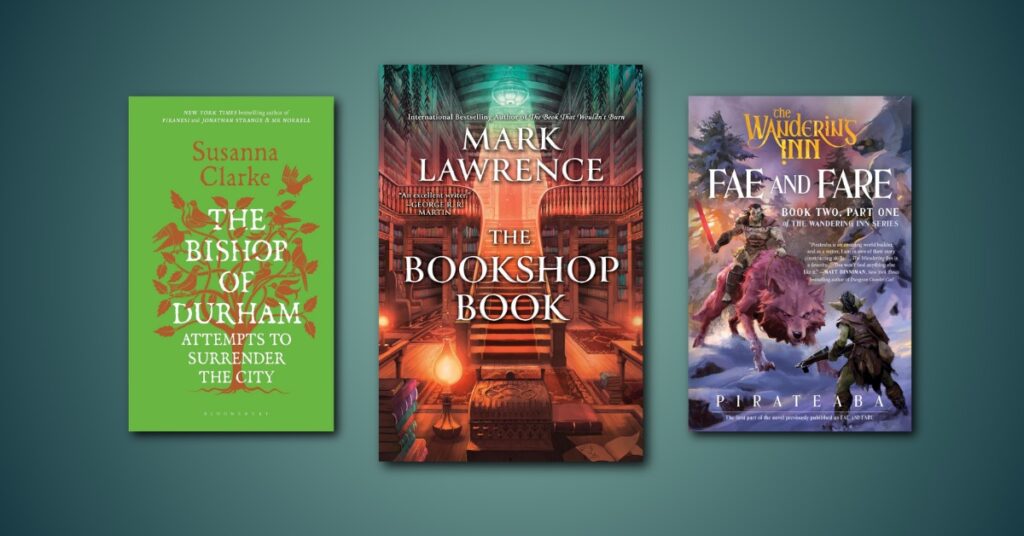 The Bookshop Book, The Bishop of Durham Attempts to Surrender the City, and Fae and Fare covers